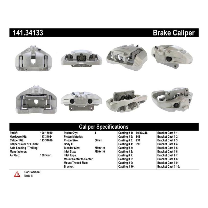 CENTRIC PARTS 141.34133 Centric Semi-Loaded Brake Caliper
