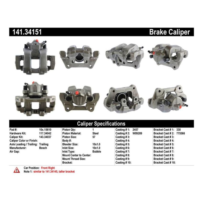 CENTRIC PARTS 141.34151 Centric Semi-Loaded Brake Caliper