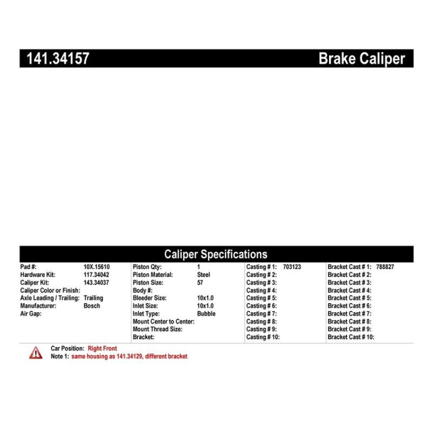 CENTRIC PARTS 141.34157 Centric Semi-Loaded Brake Caliper