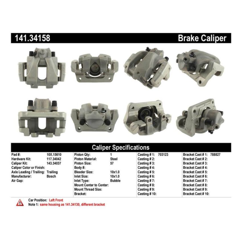 CENTRIC PARTS 141.34158 Centric Semi-Loaded Brake Caliper
