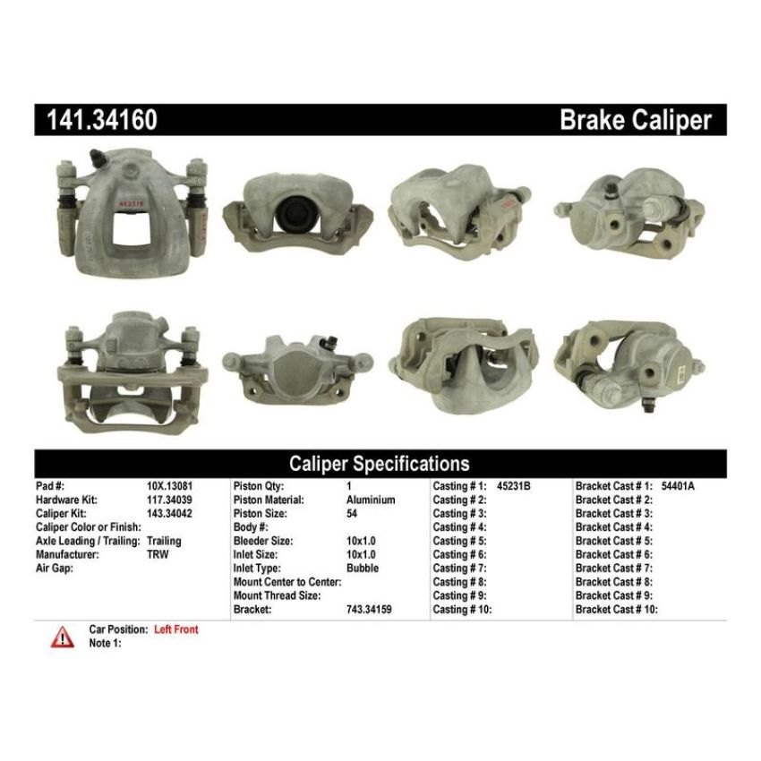 CENTRIC PARTS 141.34160 Centric Semi-Loaded Brake Caliper