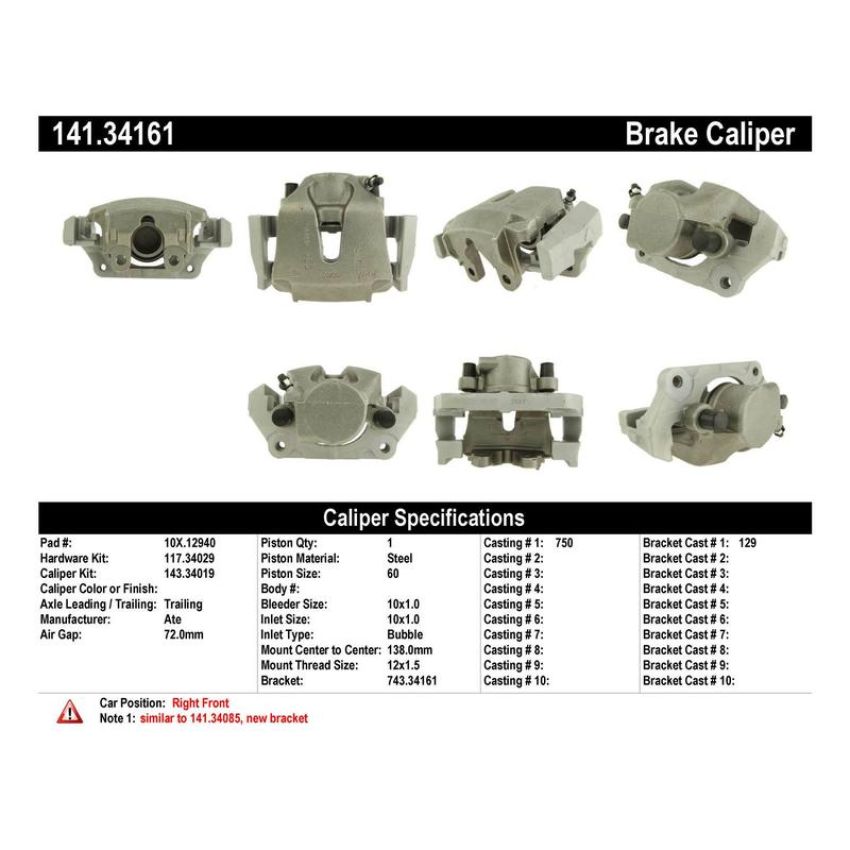 CENTRIC PARTS 141.34161 Centric Semi-Loaded Brake Caliper