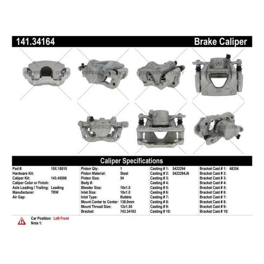 CENTRIC PARTS 141.34164 Centric Semi-Loaded Brake Caliper