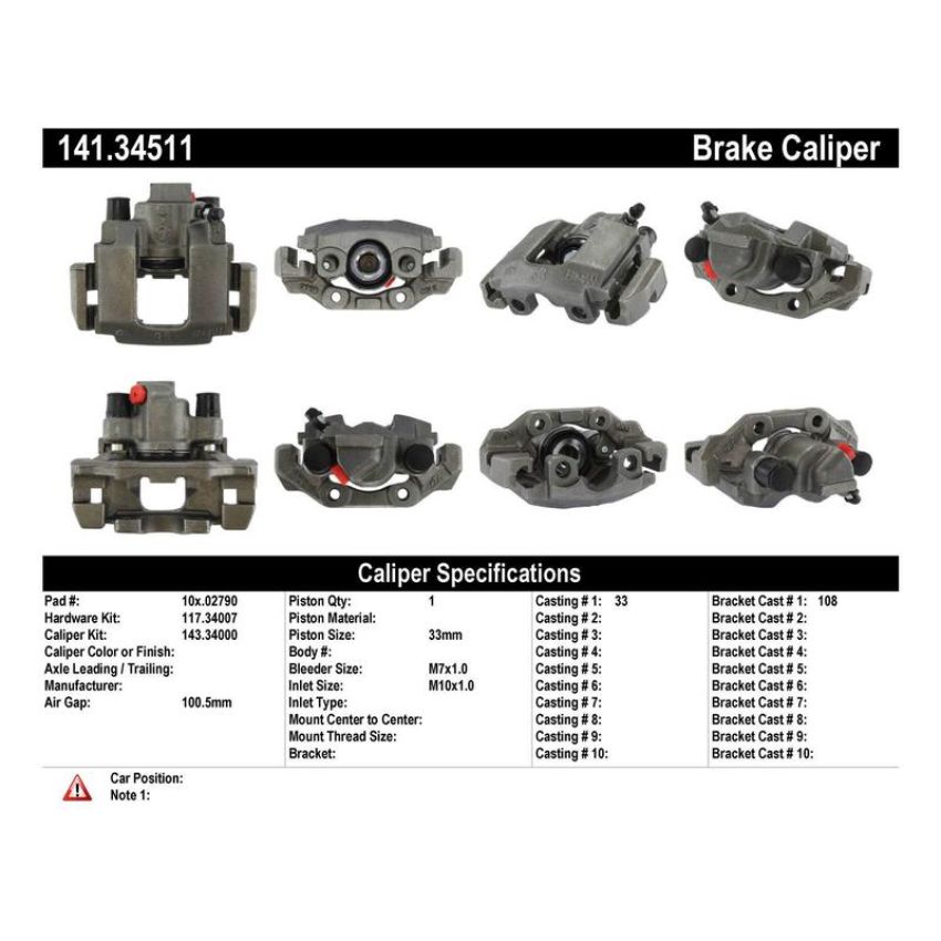 CENTRIC PARTS 141.34511 Centric Semi-Loaded Brake Caliper