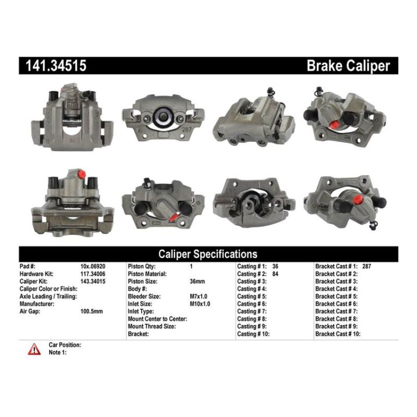 CENTRIC PARTS 141.34515 Centric Semi-Loaded Brake Caliper