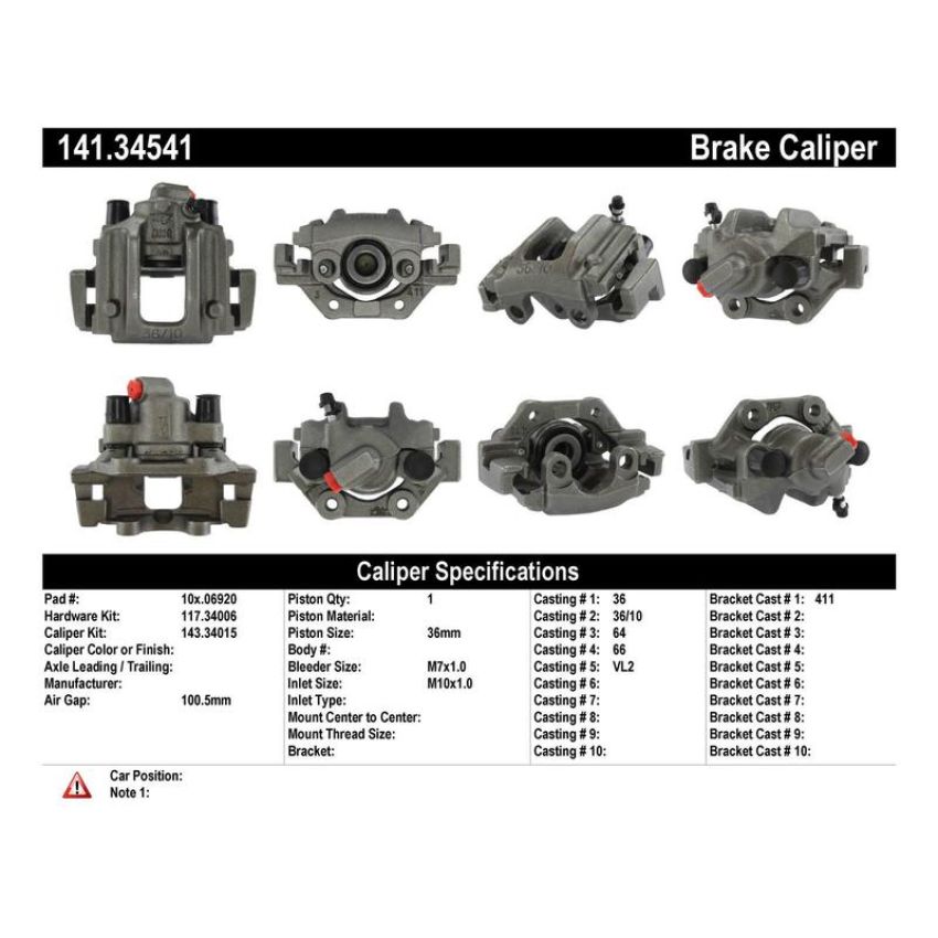 CENTRIC PARTS 141.34541 Centric Semi-Loaded Brake Caliper
