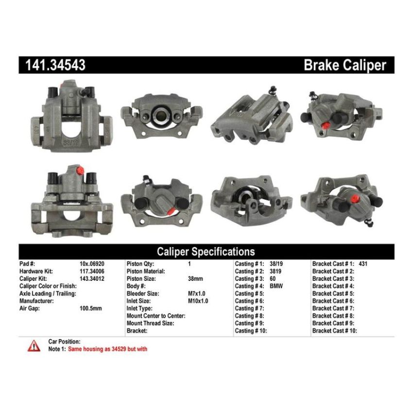CENTRIC PARTS 141.34543 Centric Semi-Loaded Brake Caliper