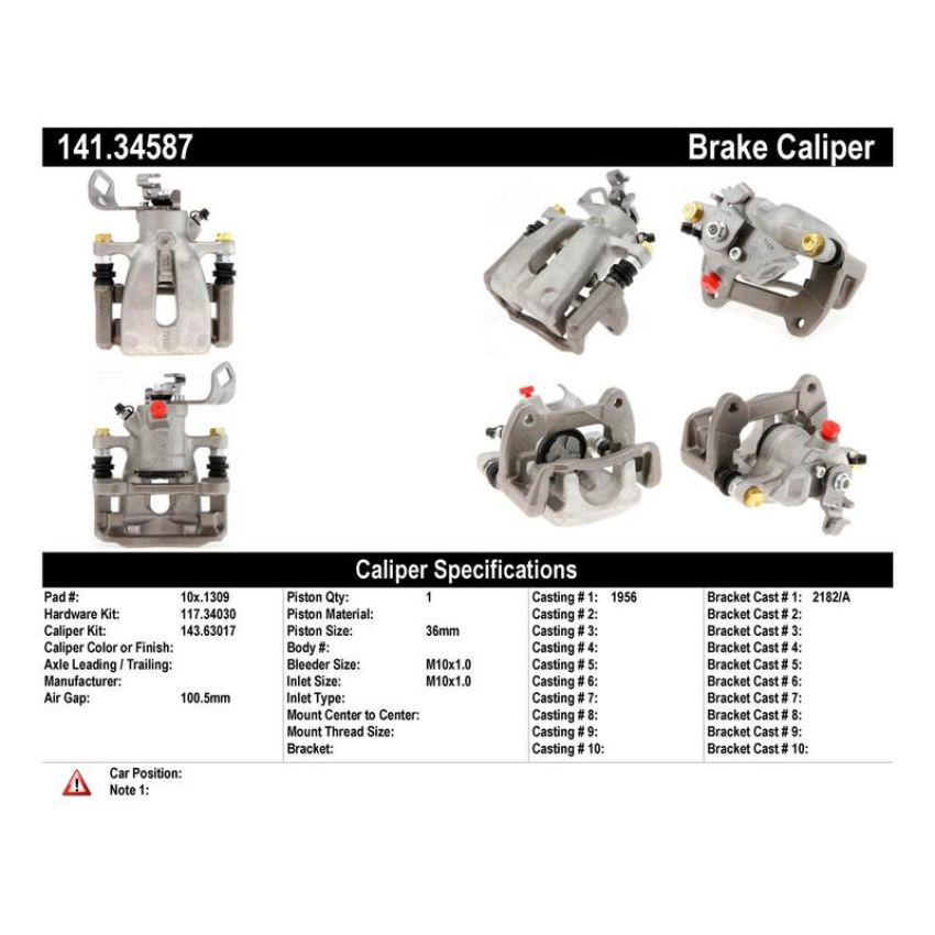 CENTRIC PARTS 141.34587 Centric Semi-Loaded Brake Caliper