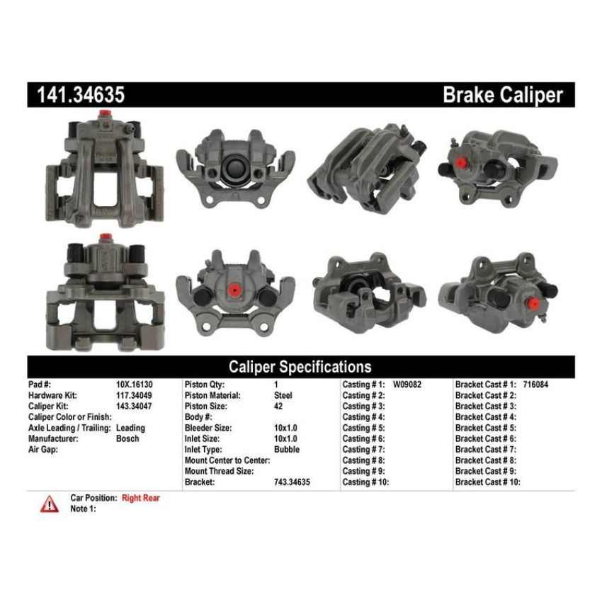 CENTRIC PARTS 141.34635 Centric Semi-Loaded Brake Caliper