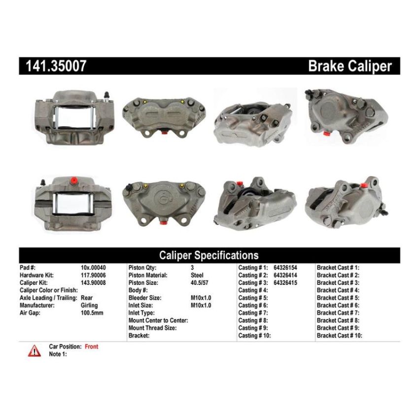 CENTRIC PARTS 141.35007 Centric Semi-Loaded Brake Caliper