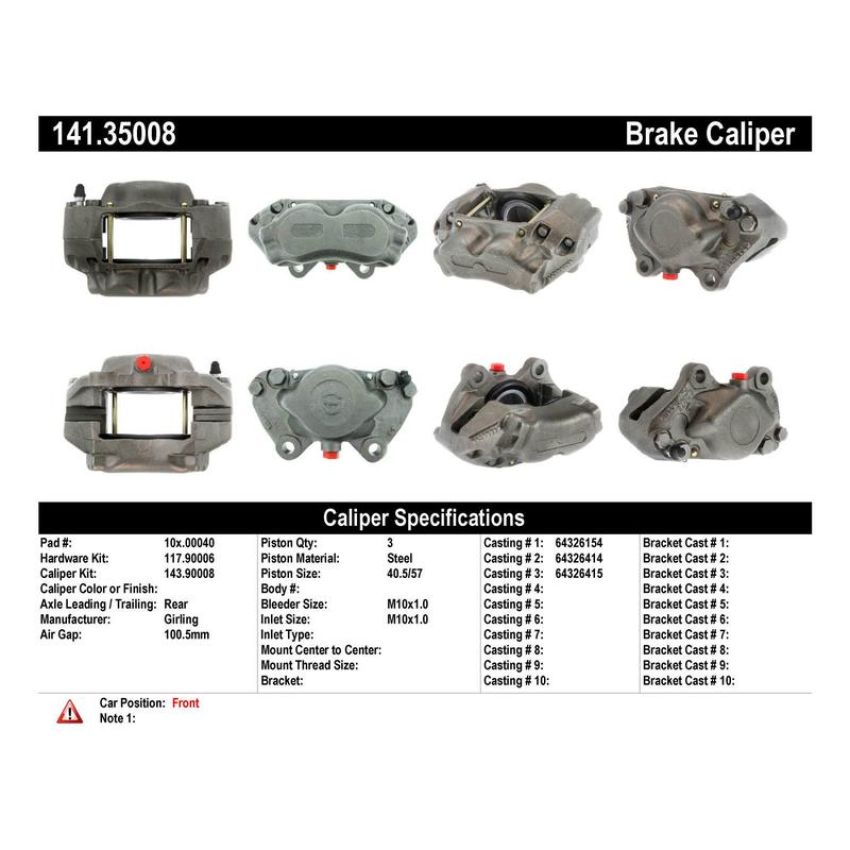 CENTRIC PARTS 141.35008 Centric Semi-Loaded Brake Caliper