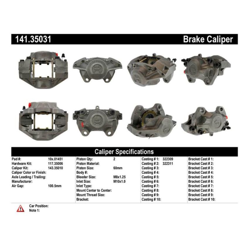CENTRIC PARTS 141.35031 Centric Semi-Loaded Brake Caliper