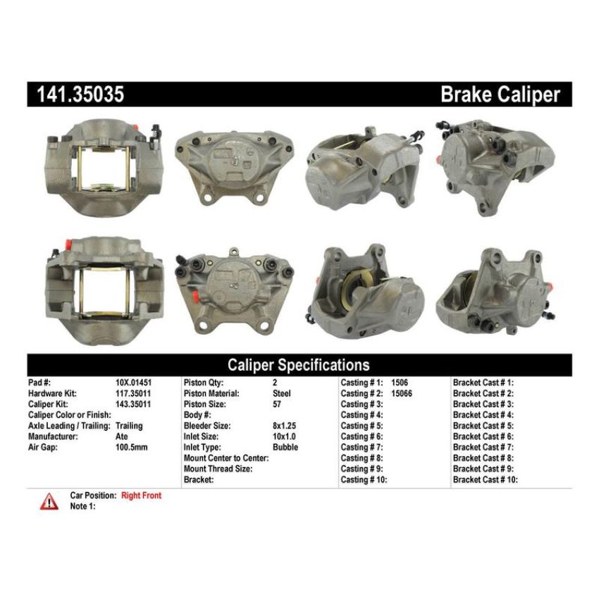 CENTRIC PARTS 141.35035 Centric Semi-Loaded Brake Caliper