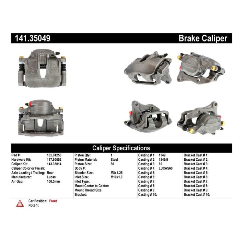 CENTRIC PARTS 141.35049 Centric Semi-Loaded Brake Caliper