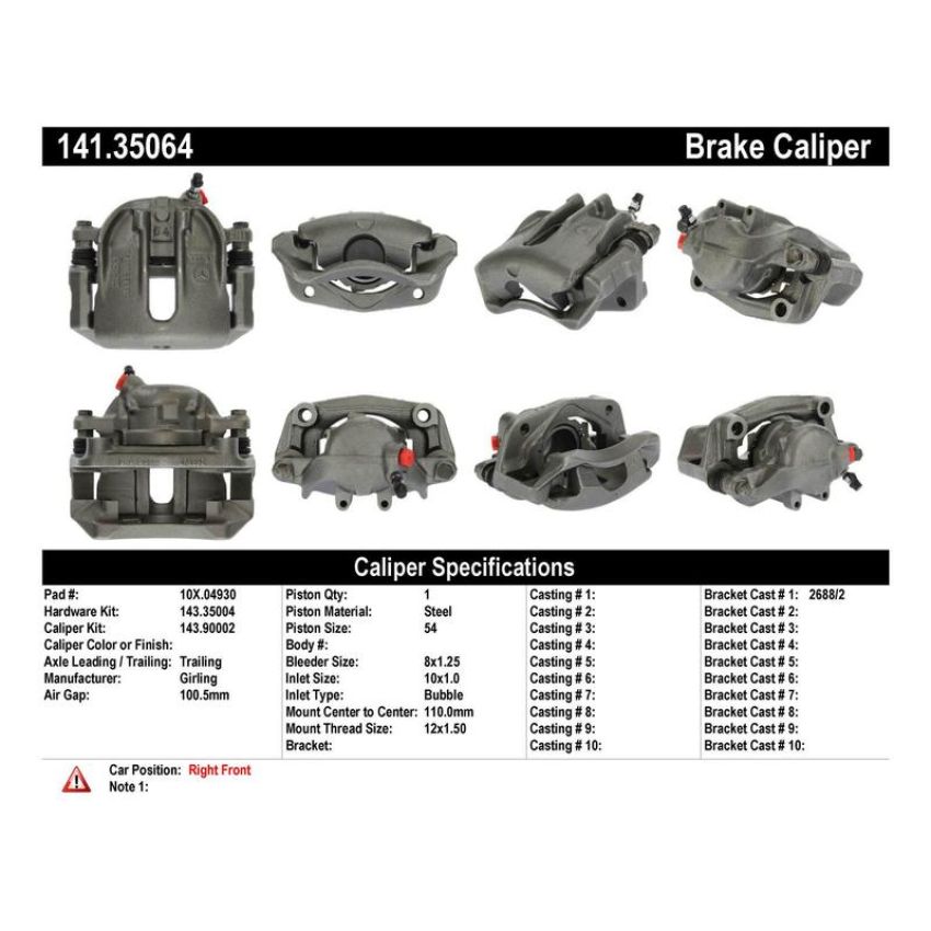 CENTRIC PARTS 141.35064 Centric Semi-Loaded Brake Caliper