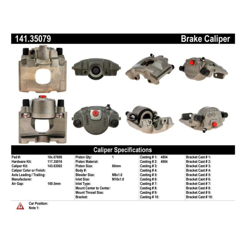 CENTRIC PARTS 141.35079 Centric Semi-Loaded Brake Caliper with New Phenolic Pistons