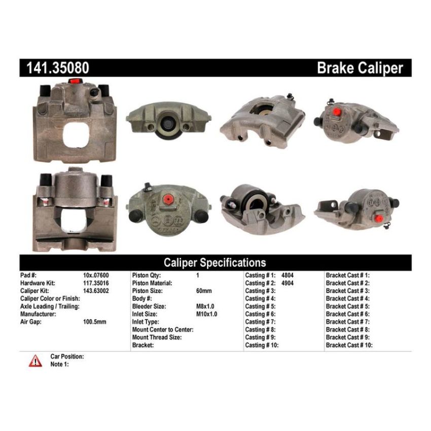 CENTRIC PARTS 141.35080 Centric Semi-Loaded Brake Caliper with New Phenolic Pistons