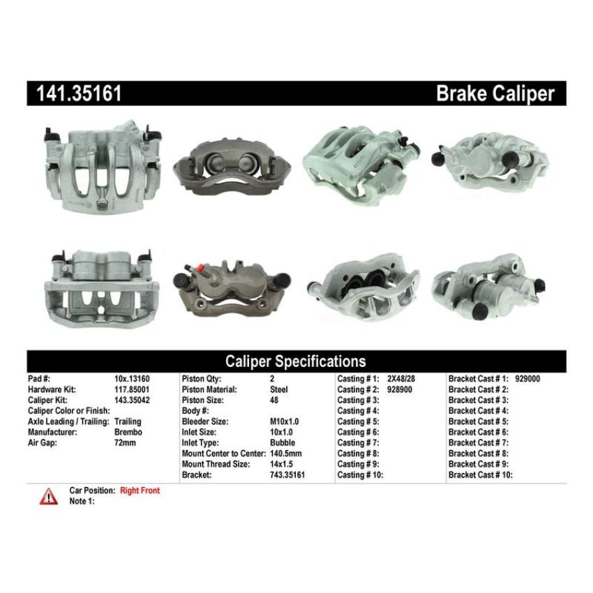 CENTRIC PARTS 141.35161 Centric Semi-Loaded Brake Caliper