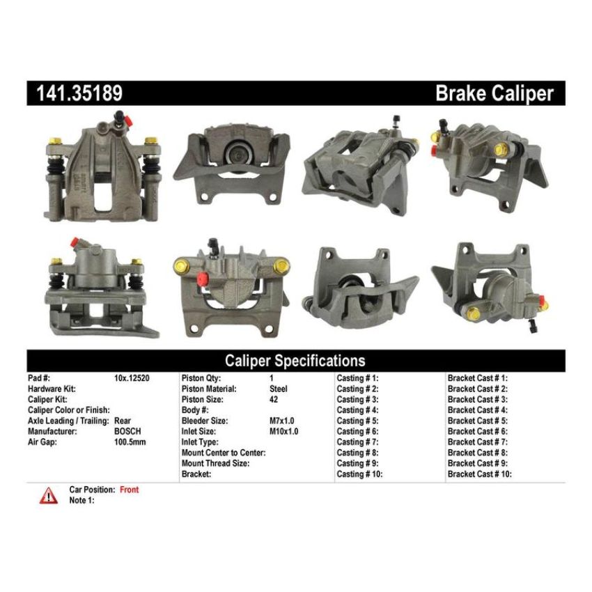 CENTRIC PARTS 141.35189 Centric Semi-Loaded Brake Caliper