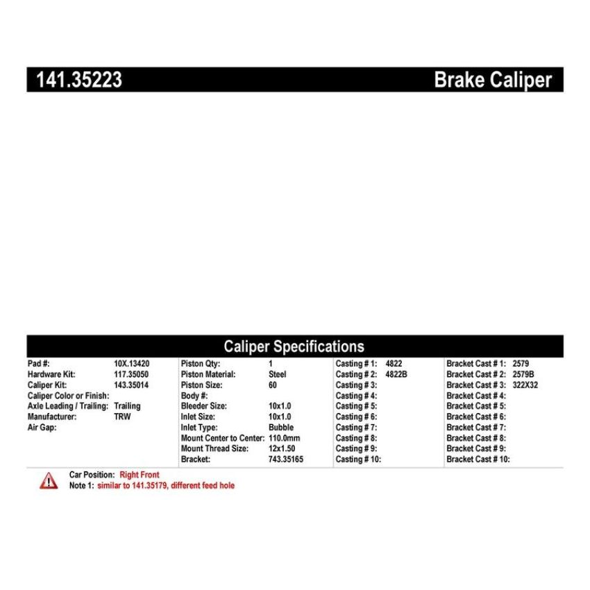 CENTRIC PARTS 141.35223 Centric Semi-Loaded Brake Caliper