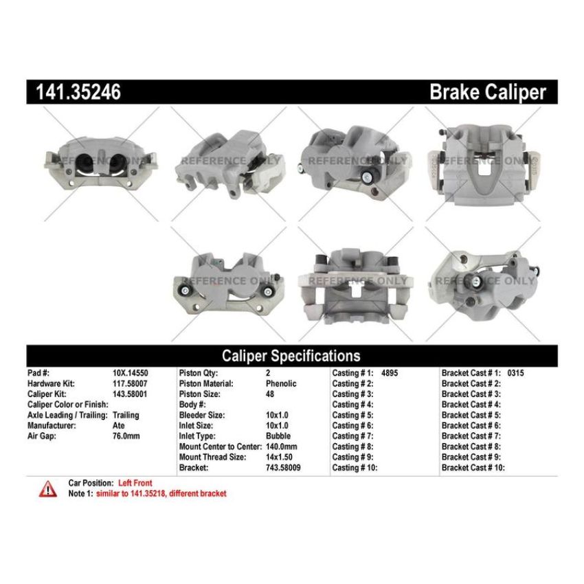 CENTRIC PARTS 141.35246 Centric Semi-Loaded Brake Caliper with New Phenolic Pistons
