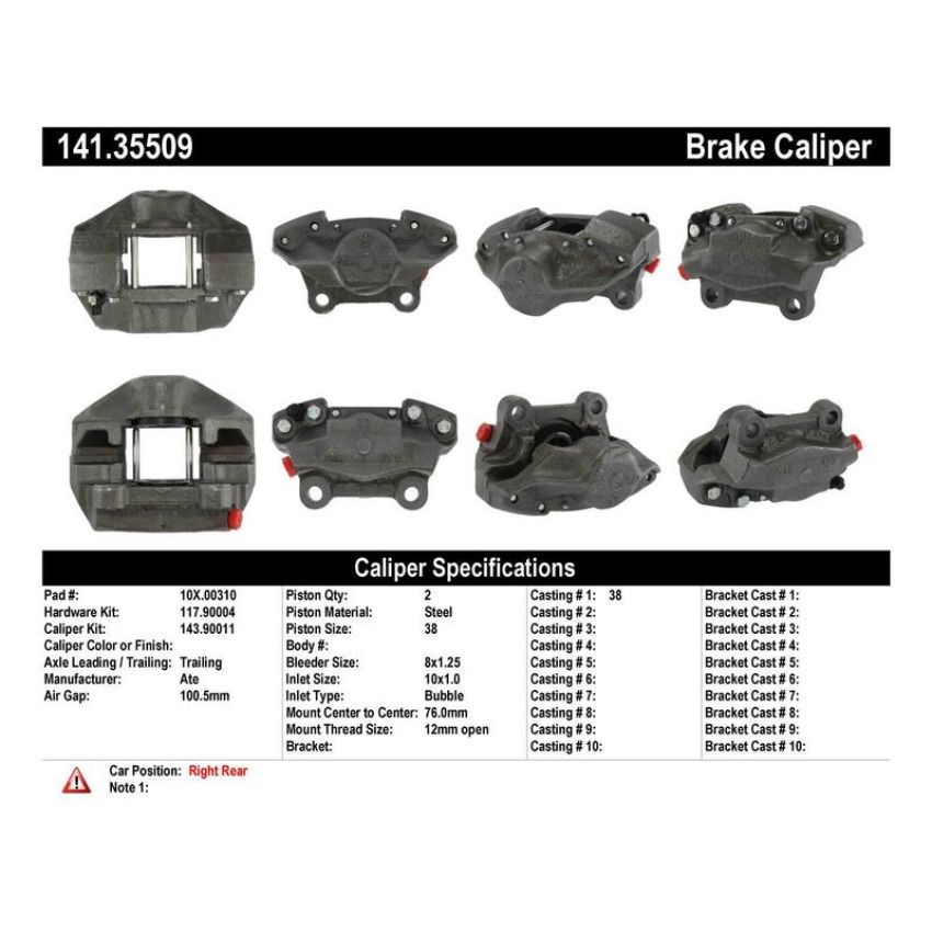 CENTRIC PARTS 141.35509 Centric Semi-Loaded Brake Caliper