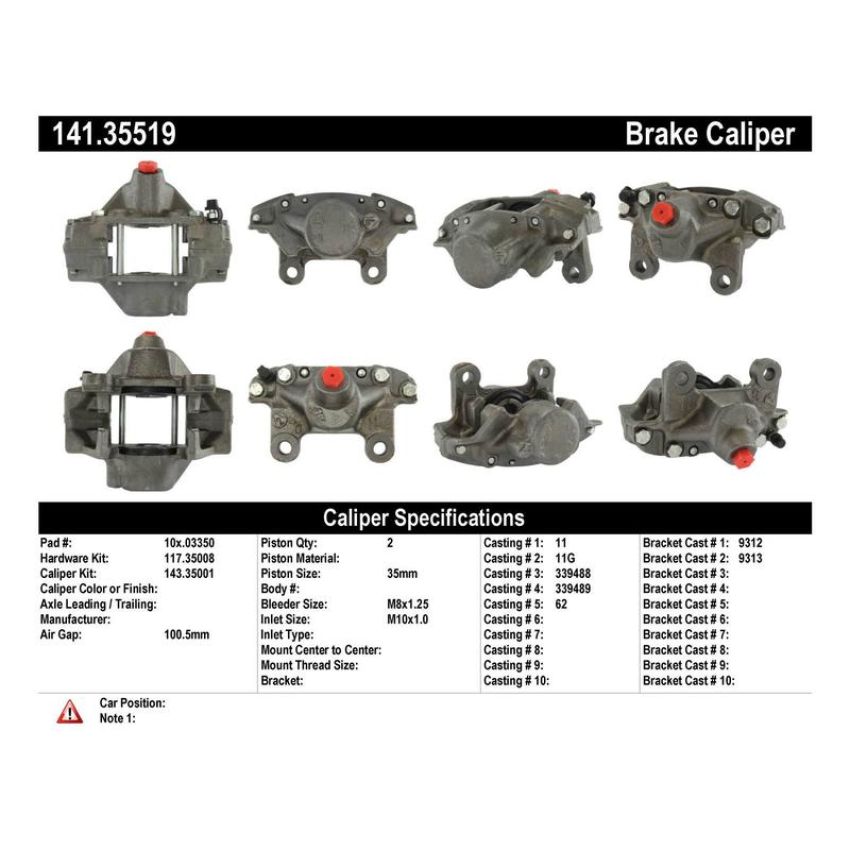 CENTRIC PARTS 141.35519 Centric Semi-Loaded Brake Caliper