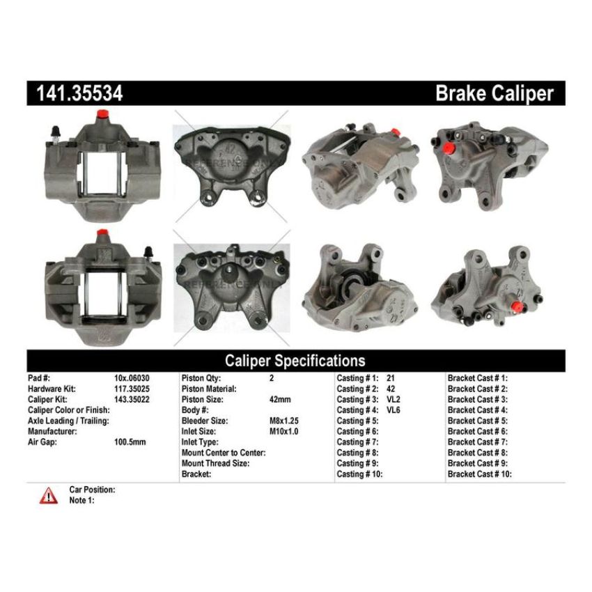 CENTRIC PARTS 141.35534 Centric Semi-Loaded Brake Caliper