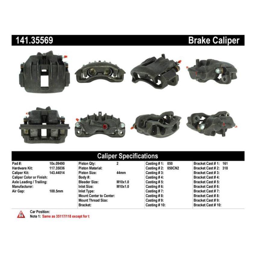 CENTRIC PARTS 141.35569 Centric Semi-Loaded Brake Caliper
