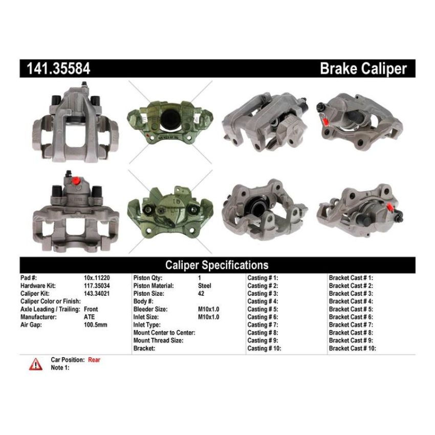 CENTRIC PARTS 141.35584 Centric Semi-Loaded Brake Caliper