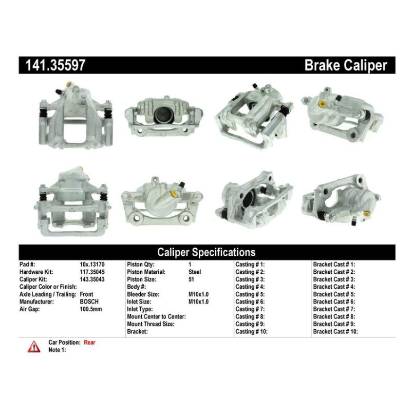 CENTRIC PARTS 141.35597 Centric Semi-Loaded Brake Caliper
