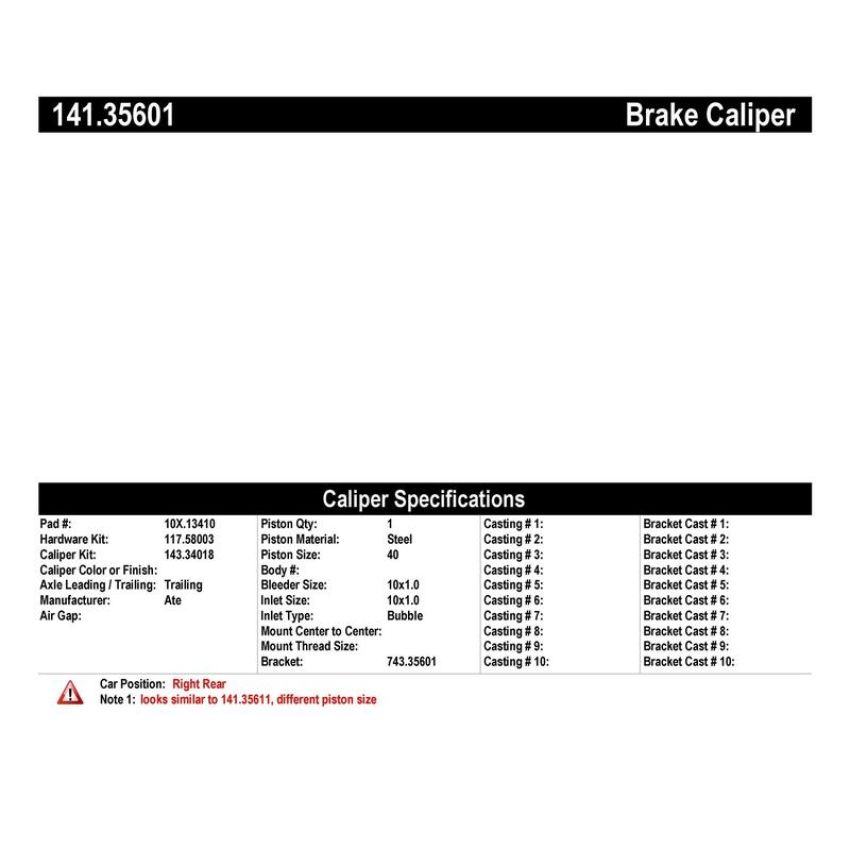 CENTRIC PARTS 141.35601 Centric Semi-Loaded Brake Caliper