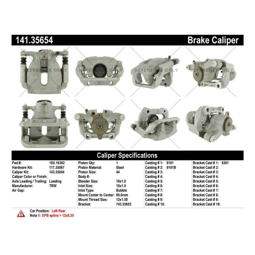 CENTRIC PARTS 141.35654 Centric Semi-Loaded Brake Caliper EPB