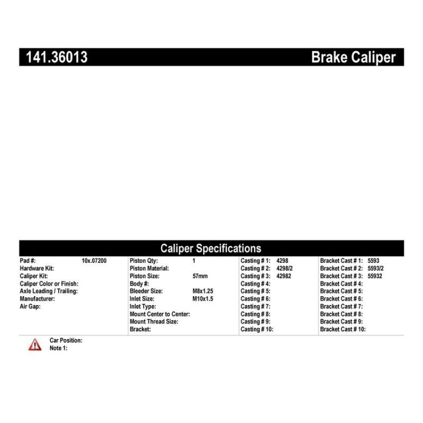CENTRIC PARTS 141.36013 Centric Semi-Loaded Brake Caliper