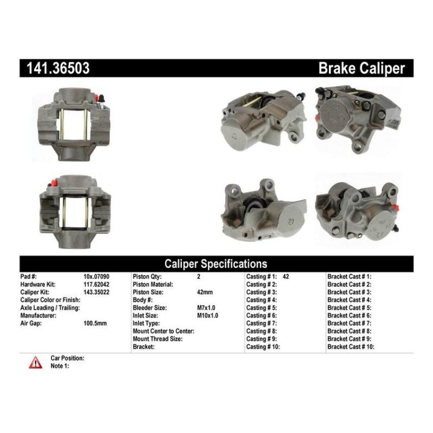 CENTRIC PARTS 141.36503 Centric Semi-Loaded Brake Caliper