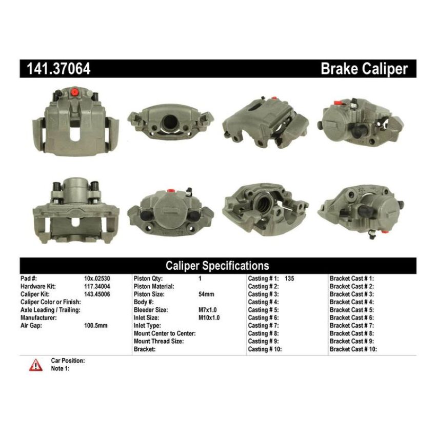 CENTRIC PARTS 141.37064 Centric Semi-Loaded Brake Caliper