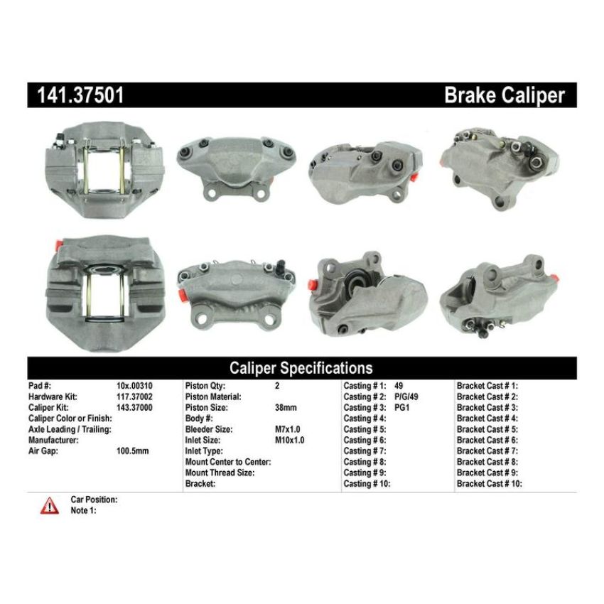 CENTRIC PARTS 141.37501 Centric Semi-Loaded Brake Caliper