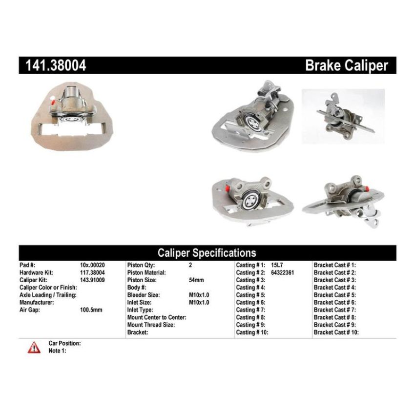 CENTRIC PARTS 141.38004 Centric Semi-Loaded Brake Caliper