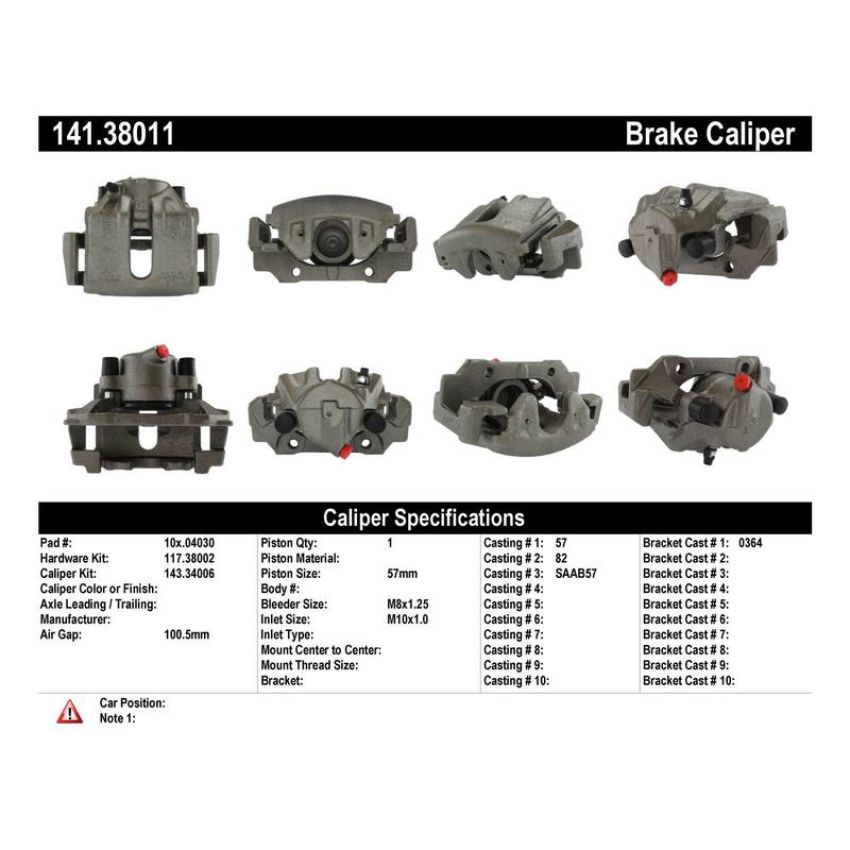 CENTRIC PARTS 141.38011 Centric Semi-Loaded Brake Caliper