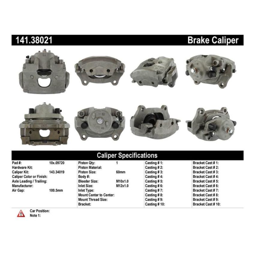 CENTRIC PARTS 141.38021 Centric Semi-Loaded Brake Caliper with New Phenolic Pistons