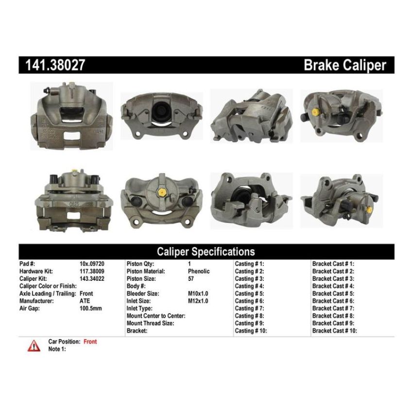 CENTRIC PARTS 141.38027 Centric Semi-Loaded Brake Caliper with New Phenolic Pistons