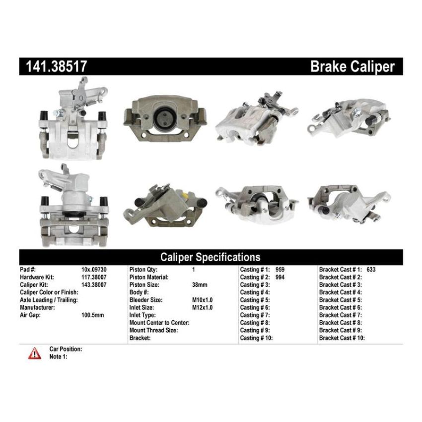 CENTRIC PARTS 141.38517 Centric Semi-Loaded Brake Caliper
