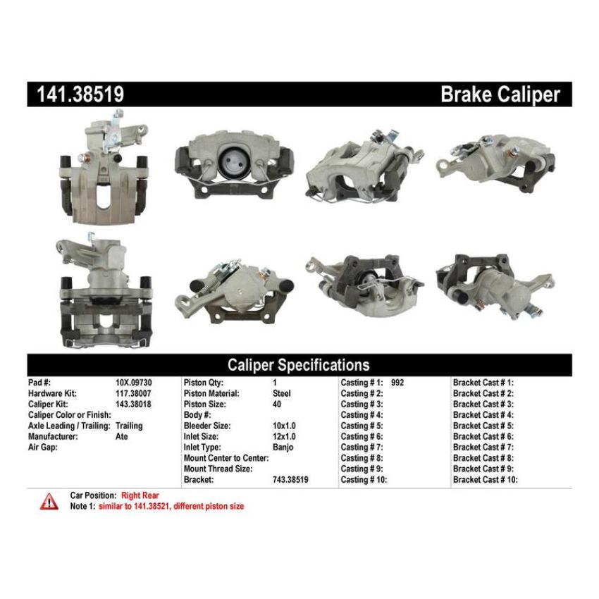 CENTRIC PARTS 141.38519 Centric Semi-Loaded Brake Caliper