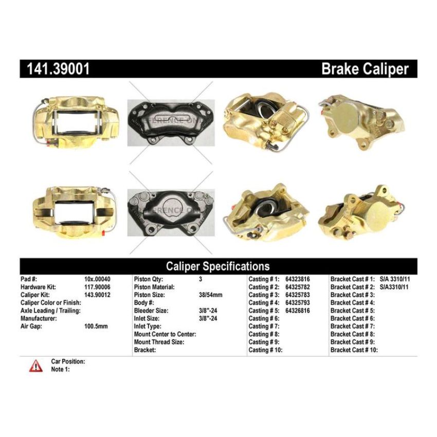 CENTRIC PARTS 141.39001 Centric Semi-Loaded Brake Caliper