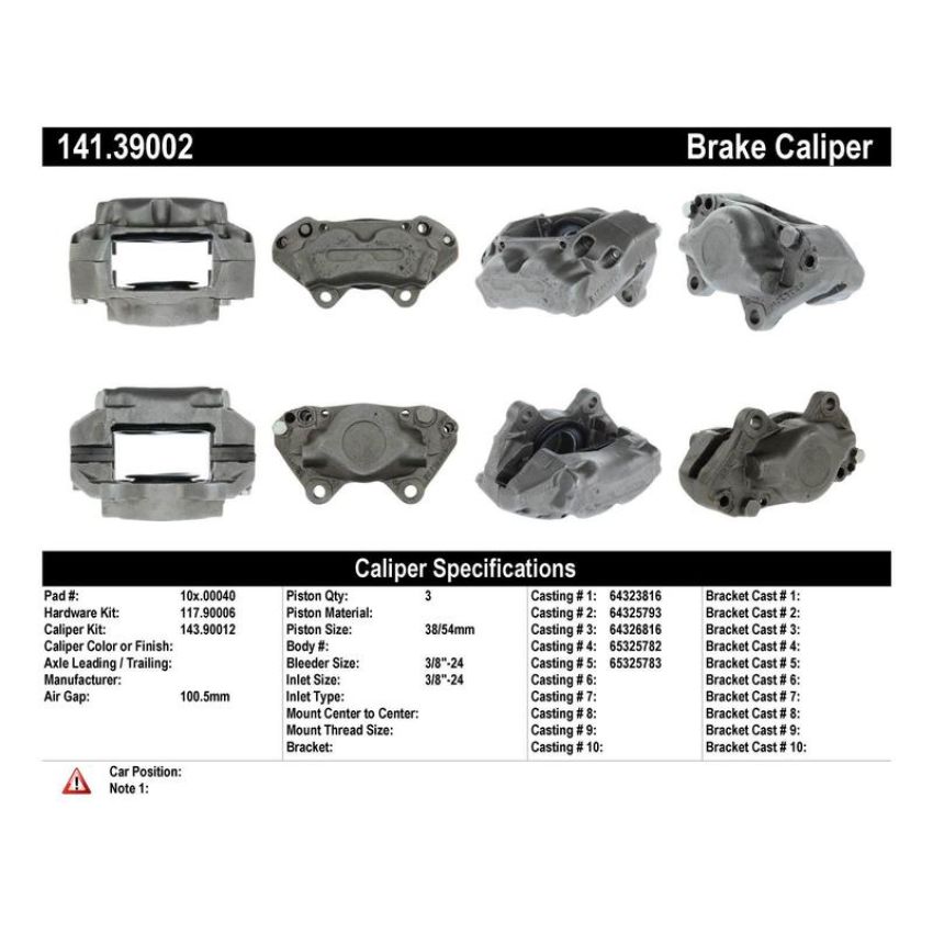 CENTRIC PARTS 141.39002 Centric Semi-Loaded Brake Caliper