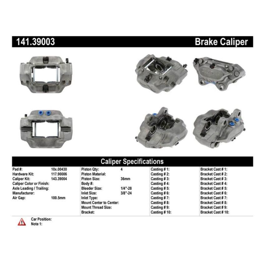 CENTRIC PARTS 141.39003 Centric Semi-Loaded Brake Caliper