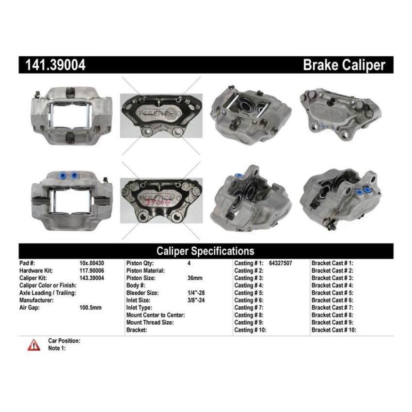 CENTRIC PARTS 141.39004 Centric Semi-Loaded Brake Caliper