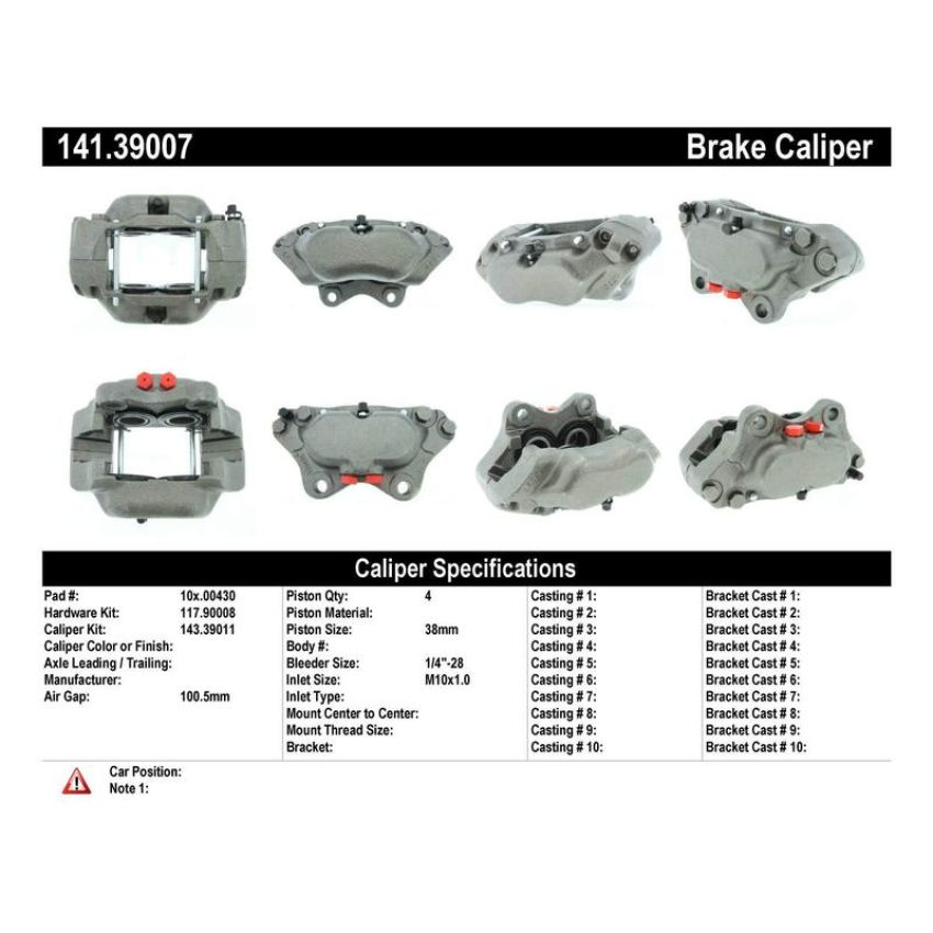 CENTRIC PARTS 141.39007 Centric Semi-Loaded Brake Caliper