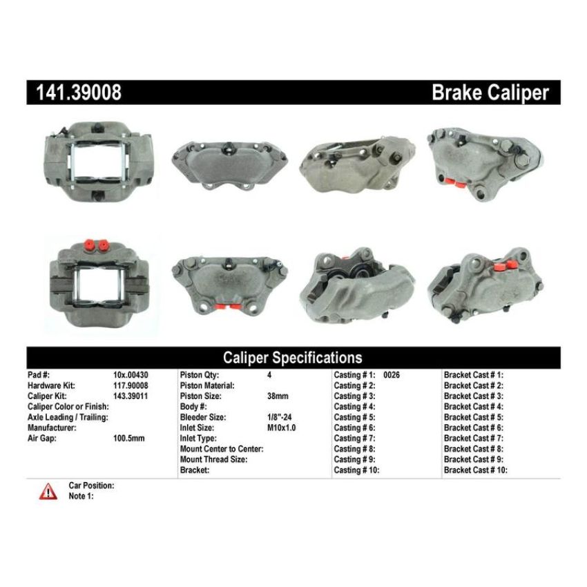 CENTRIC PARTS 141.39008 Centric Semi-Loaded Brake Caliper