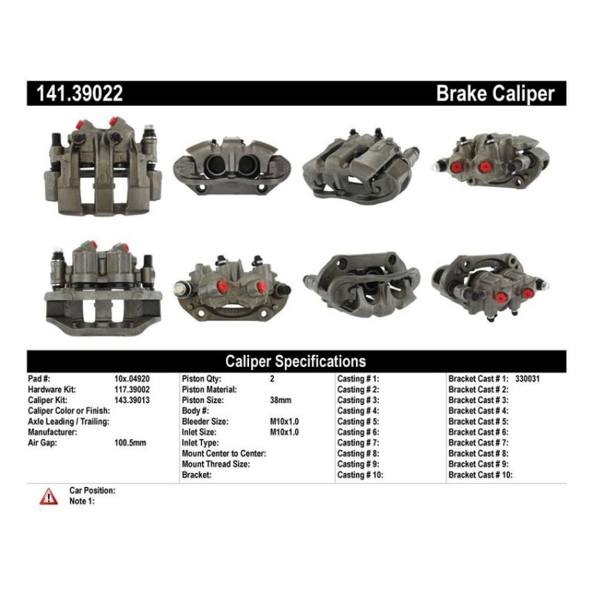 CENTRIC PARTS 141.39022 Centric Semi-Loaded Brake Caliper